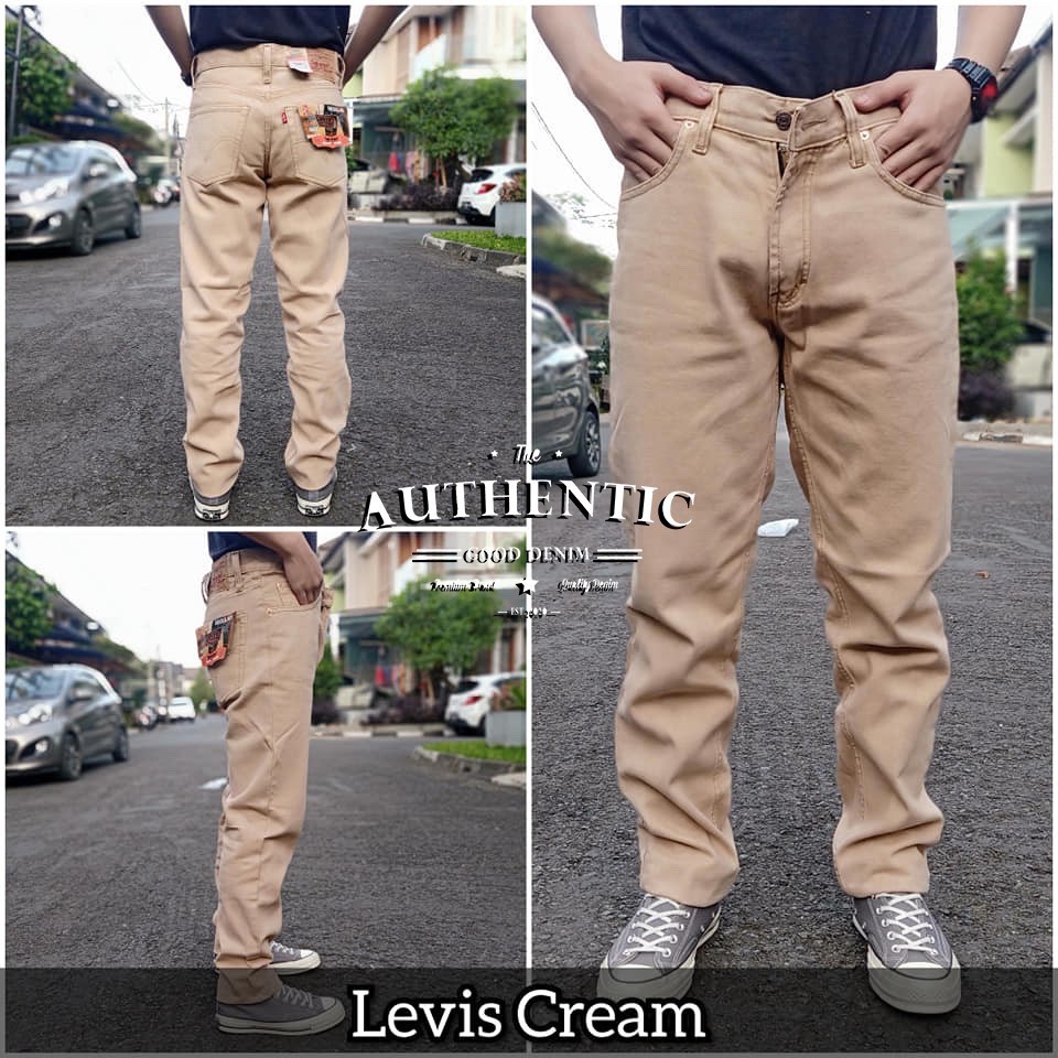 CELANA STANDAR PRIA ABU/CREAM REGULAR BIG SIZE 28 - 38