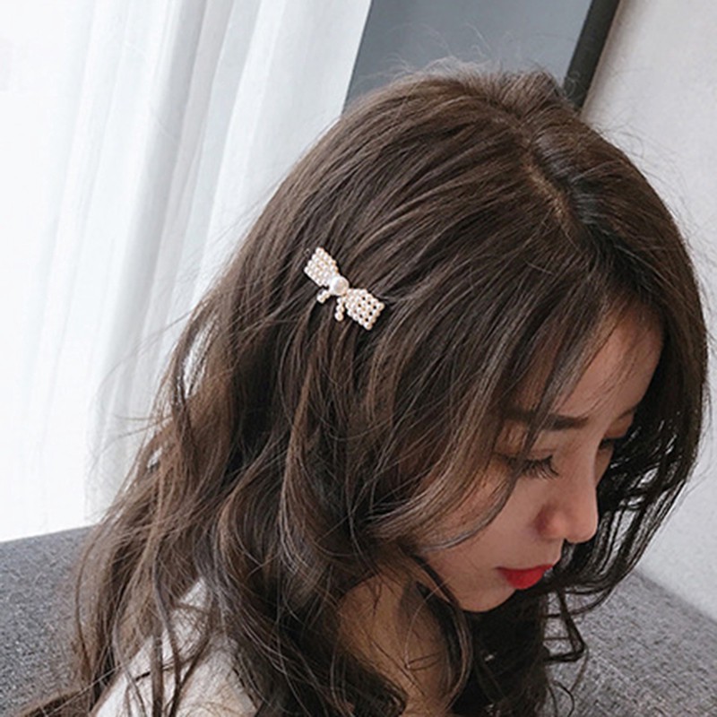 Jepit Rambut Hairclip Model Barrette Dengan Mutiara Gaya Korea Untuk Wanita Hairpin