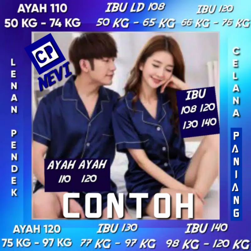 PIAMA SUAMI ISTRI/BAJU TIDUR CEWEK COWOK SET SATIN POLOS