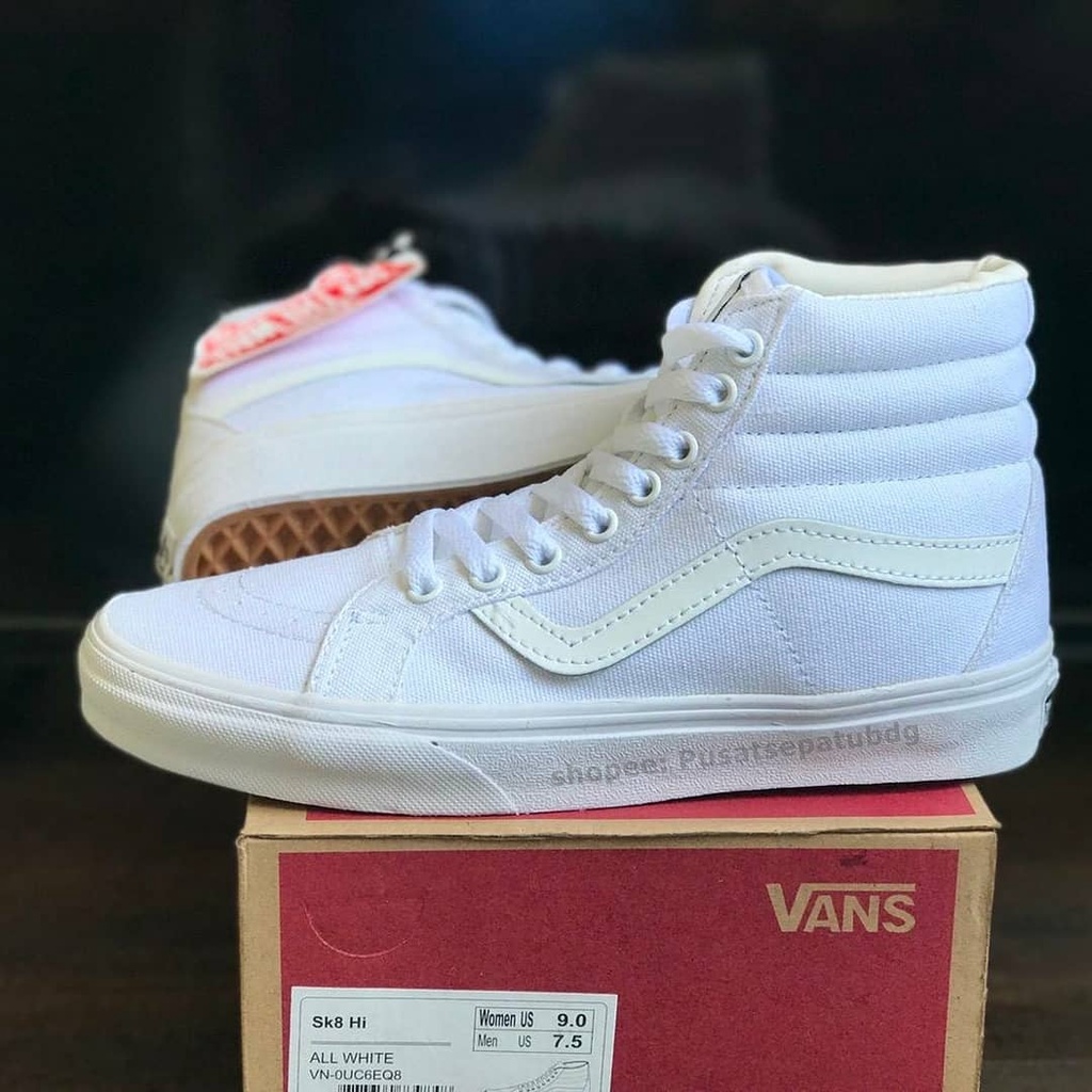 Obral 100% Premium Vans  SK8 High All White Full Putih