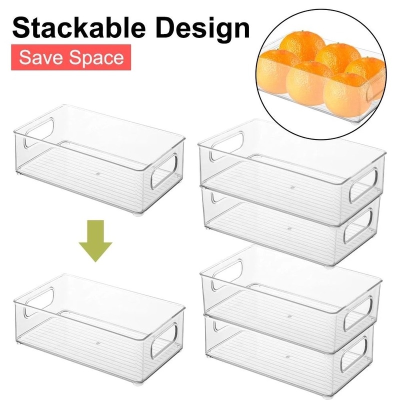 [Unggulan] 1set Organizer Kulkas Dapur Stackable Boxes/Adjustable Fresh Food Container/Home Fresh Storage Containers Organizer Accessories/Kotak Penyimpanan Kulkas