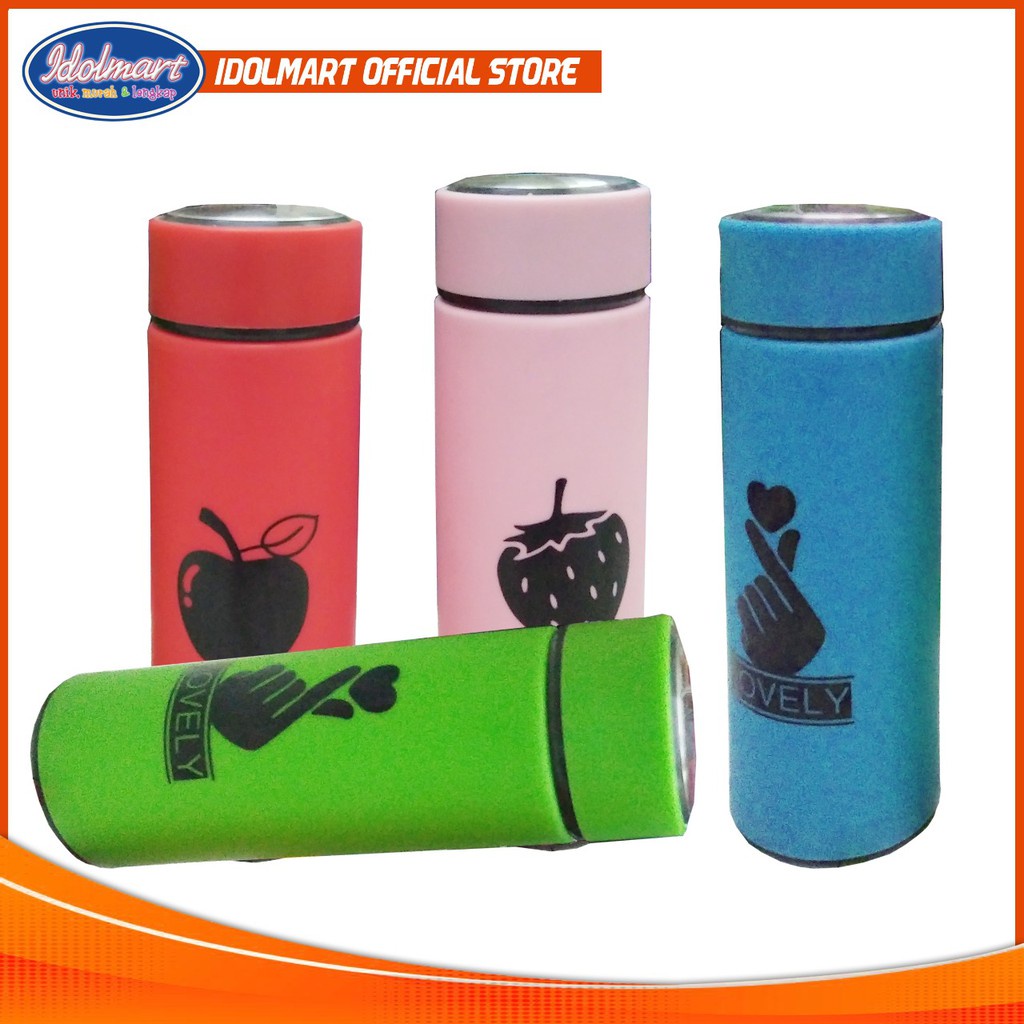 IDOLMART  Botol Minum Lapis Kaca Karakter 450ml- Tumbler Unik Lucu Murah Idolmart Surabaya