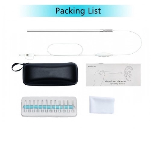 i95 Ear Cleaning Tool Kit - Endoscope Visual Earpick With Mini Camera Jernih 6 LED USB Type