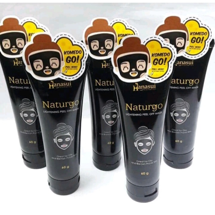 [BISA COD] Masker Wajah Naturgo BPOM Hanasui Hitam Tube Pembersih Komedo Jerawat Ampuh Praktis Masker Lumpur