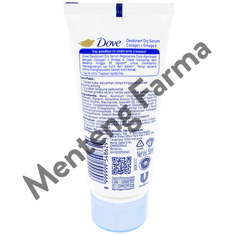 Dove Deodorant Dry Serum Regenerate Care Collagen + Omega 6 50 ML - Menghaluskan lipatan ketiak