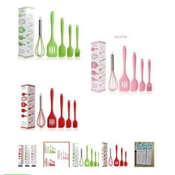 Spatula Set Alat Masak 5 In 1 kocokan / Spatula Peralatan Masak Silikon Tahan Panas