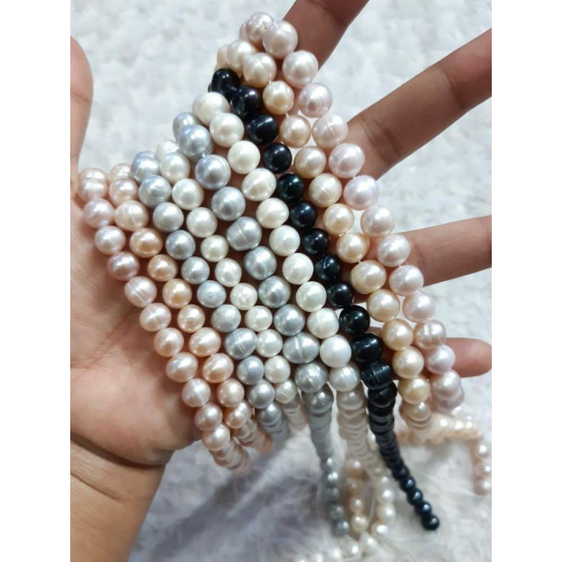 Rentengan Butiran Mutiara Renteng Butir Mutiara Air Tawar 8 milimeter