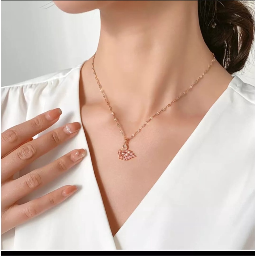 KALUNG WANITA ANGSA TITANIUM FASHION KOREA ANTI KARAT