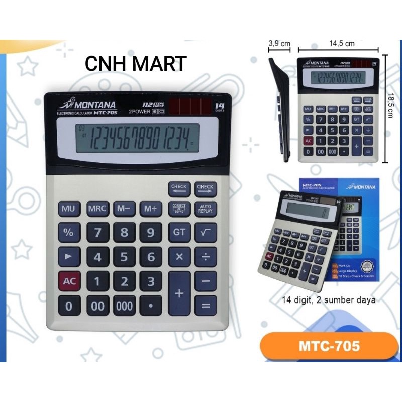 

calculator besar Montana 14 digit MTC -705 2 sumber daya