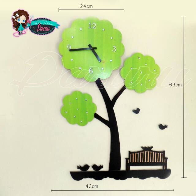 Jam dinding unik lucu - DIY wall clock tree