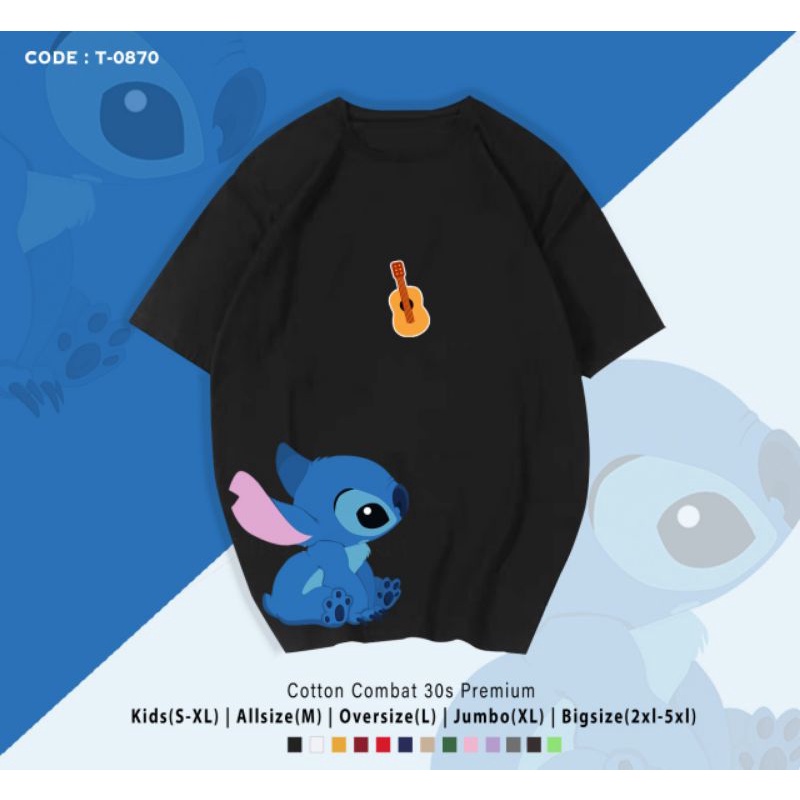 KAOS LIL STITCH BLUE/KAOS KATUN LIL STITCH PREMIUM