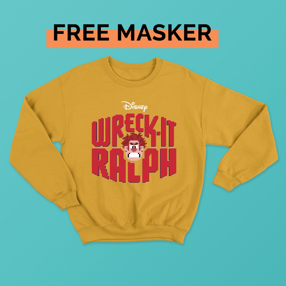 SWEATER HOODIE KOREA VINTAGE DISNEY WRECK IT RALPH FREE MASKER (WANITA & PRIA) OVERSIZED