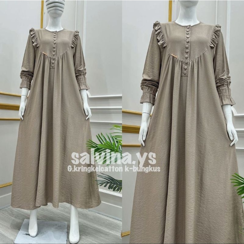 GAMIS CRINGKLE SALVINA YS ORIGINAL/GAMIS SALVINA KRINGKEL KANCING BUNGKUS/AHMED.STORE