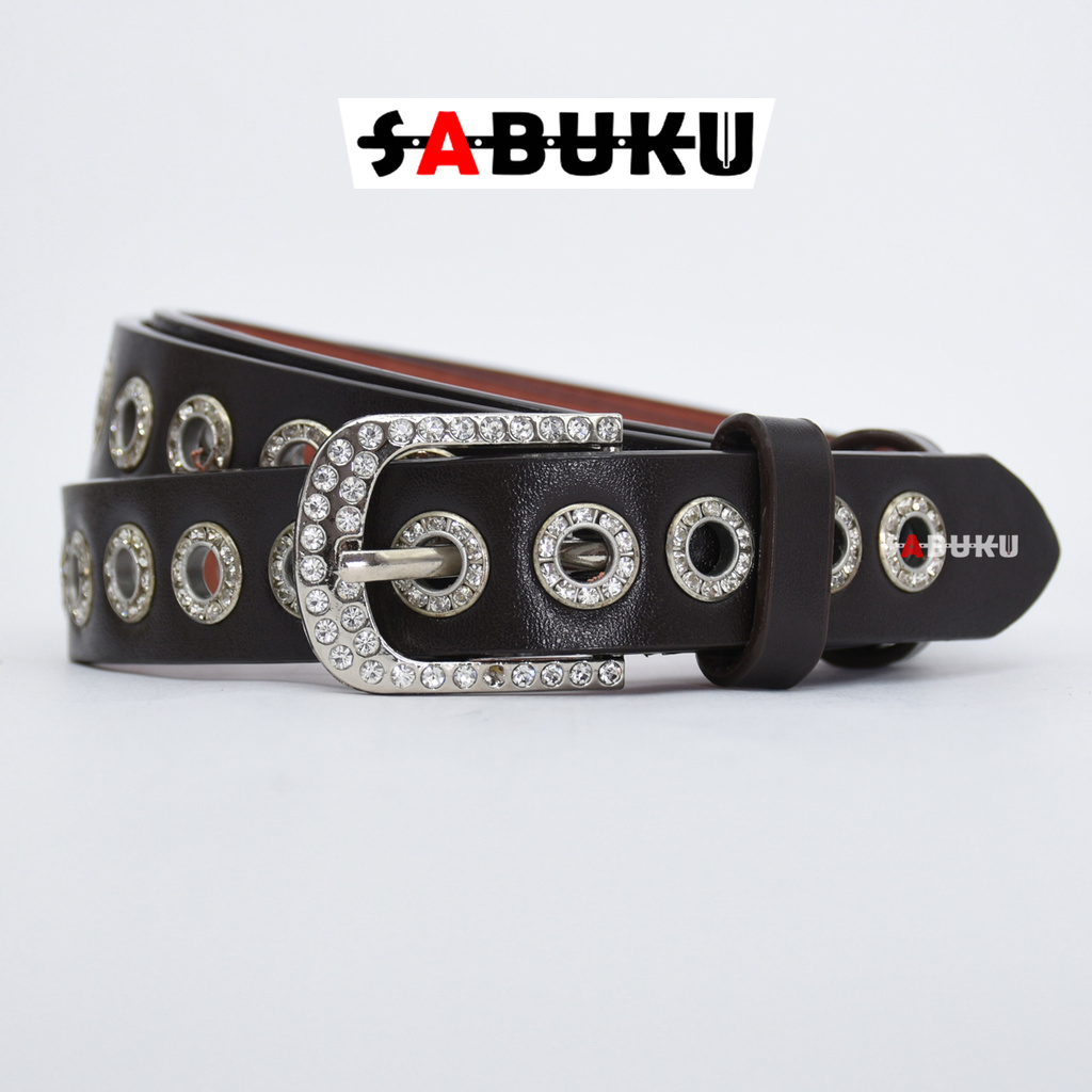 Ikat Pinggang Kulit dengan Gesper Single Eyelet Grommet untuk Wanita Gaya Korea - 026