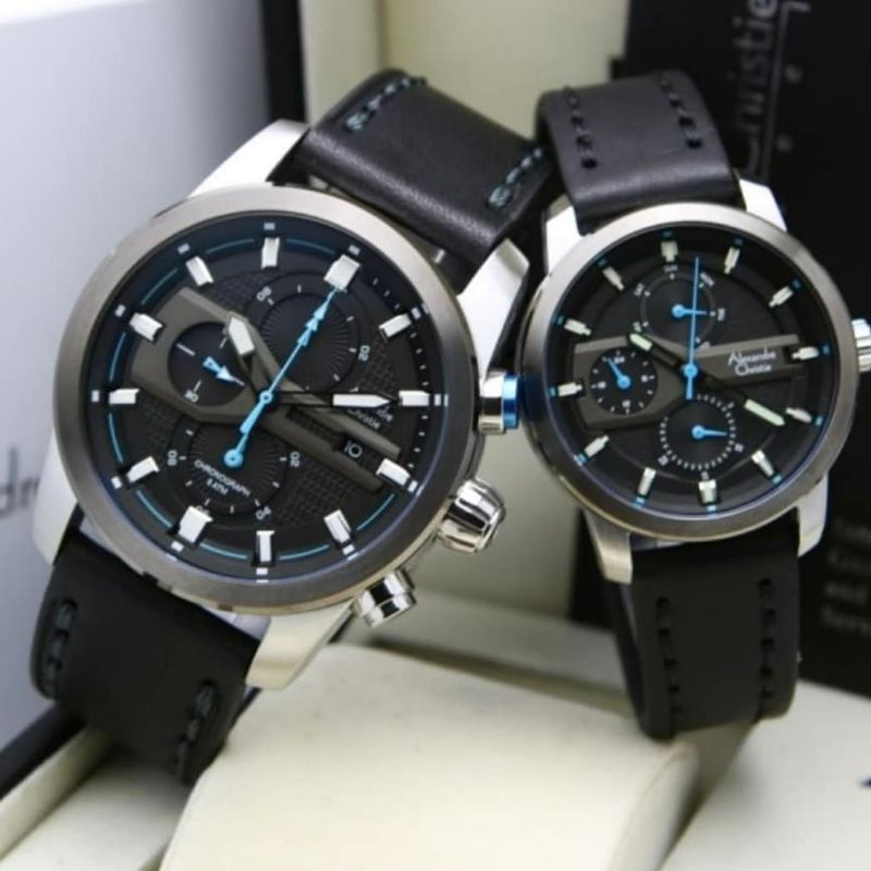Jam Tangan Alexandre Christie AC 6562 Couple / AC6562 MC Silver Black / Blue Original