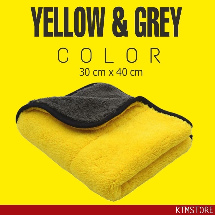 Lap Mobil Microfiber Lembut Tebal Anti Lecet Serbaguna 2warna uk 30x40