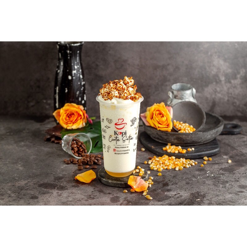 

Aku Cinta Kamu (Cold/Hot)Espresso + Susu Segar +Caramel Popcorn + Whippe cream + Roasted Popcorn