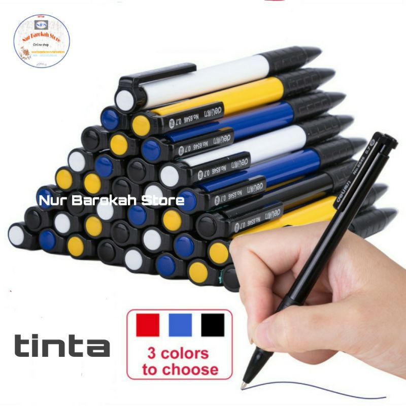 

Pulpen Deli Retractable Seri 6546 / 3 Warna Tinta Hitam-Biru-Merah