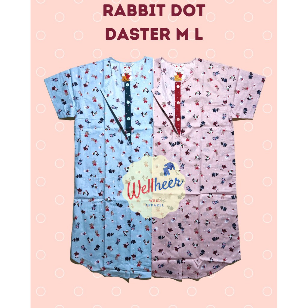 NiQta daster M dan L,  motif rabit Dot
