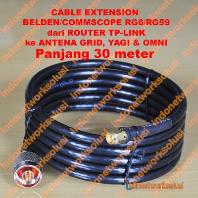 TP-LINK ROUTER EXTENSION CABLE BELDEN/COMMSCOPE untuk ANTENA GRID YAGI OMNI (30m)