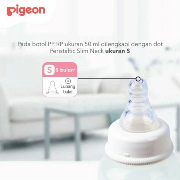 PIGEON Paket Beli 2 Gratis 1 Botol PP 50ml Nipple Peristaltic Dot Bayi