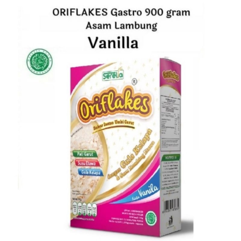 Oriflakes Gastro Sereal Umbi Garut Asam Lambung Gerd Anxiety 900 gr rasa VANILLA Oriflakes Malang