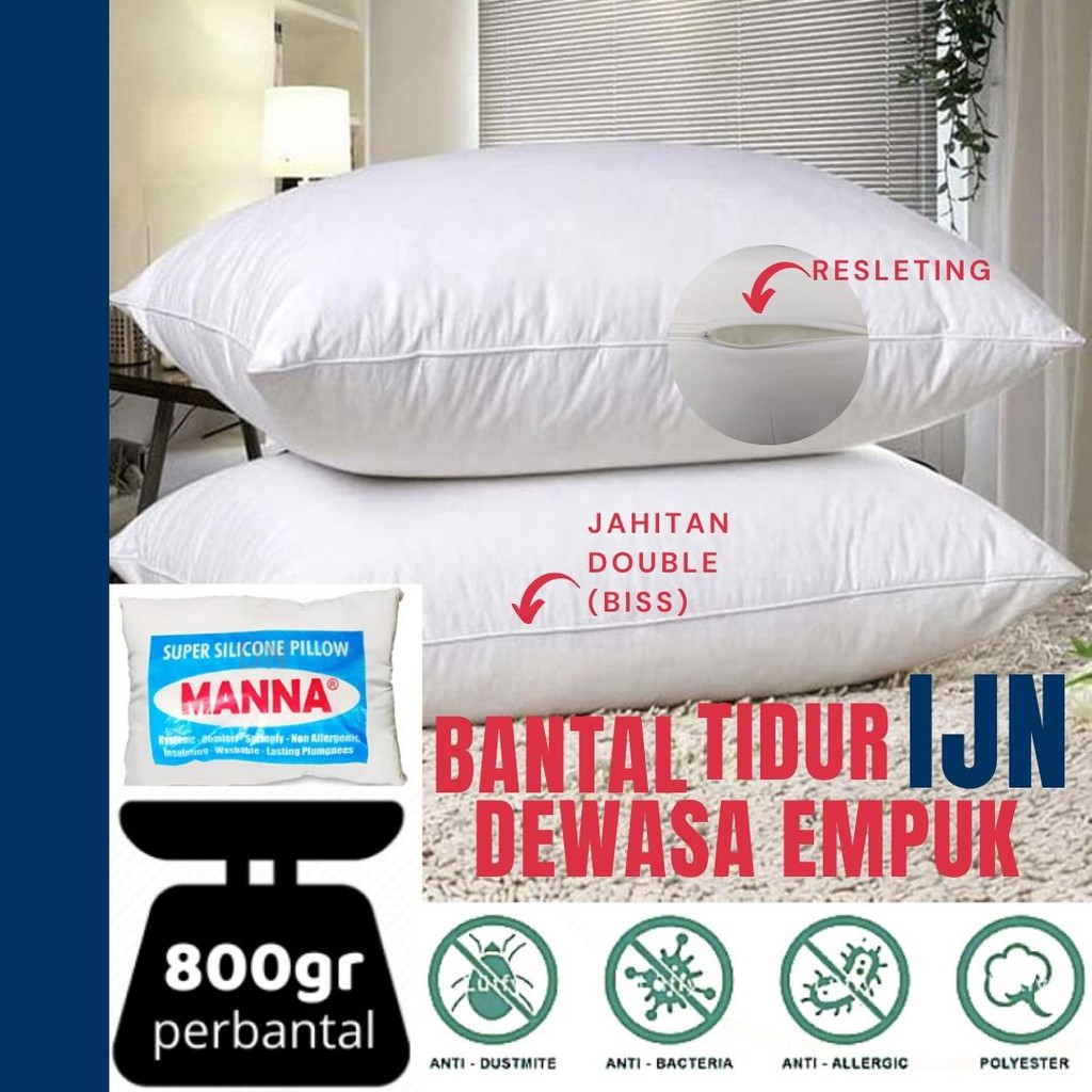 Bantal Tidur 45x65 Isi 700gr Silicon Premium / Bantal Tidur Putih Polos / Bantal Queen Size