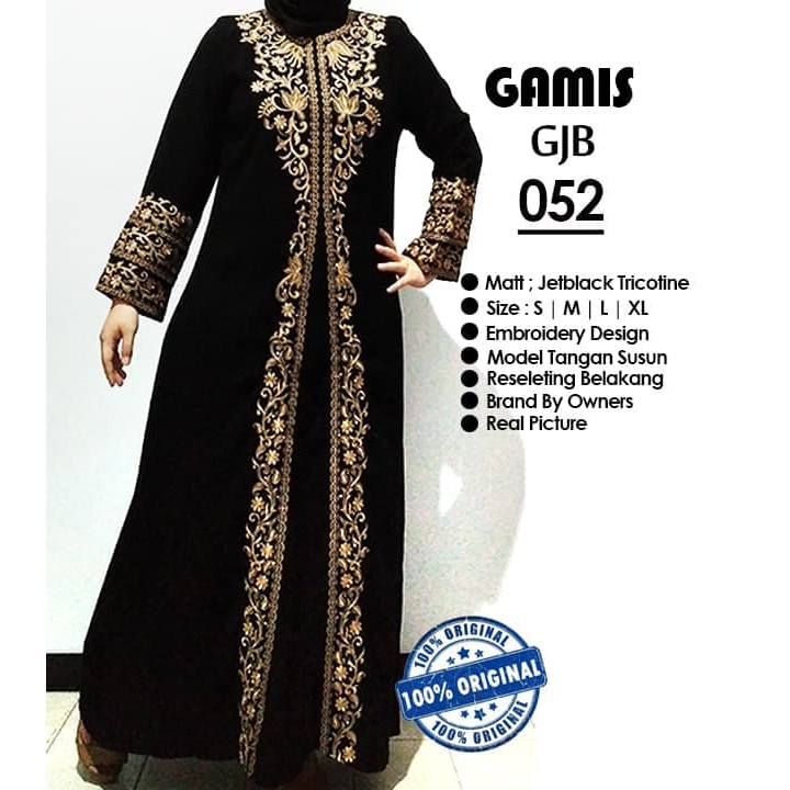 Gamis Hitam, Abaya Bordir, Gamis Hitam Elagan, Jumbo Size 2L - 4L