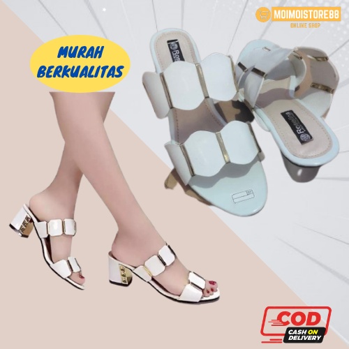 PROMO SANDAL WANITA HAK TAHU TINGGI HAK SEDANG WEDGES WARNA PUTIH HITAM SENDAL SANDAL HEELS HELL SEN