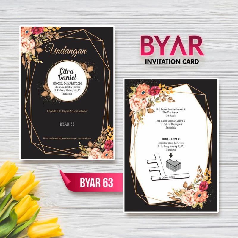 

Undangan Pernikahan Simpel Cantik dan Murah Byar Seri 63