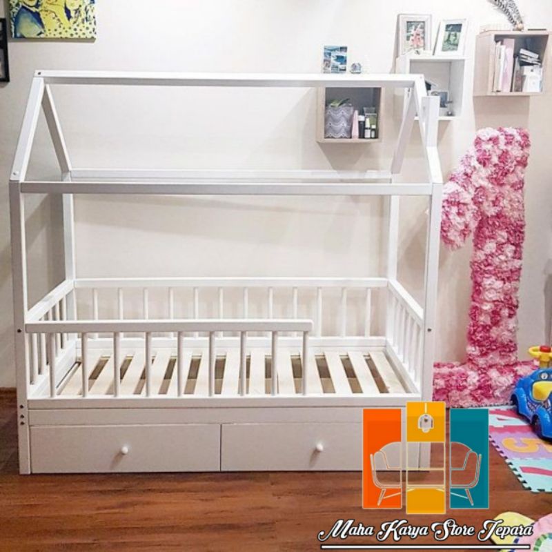 dipan anak ranjang tidur anak 2 laci ukuran 90x200