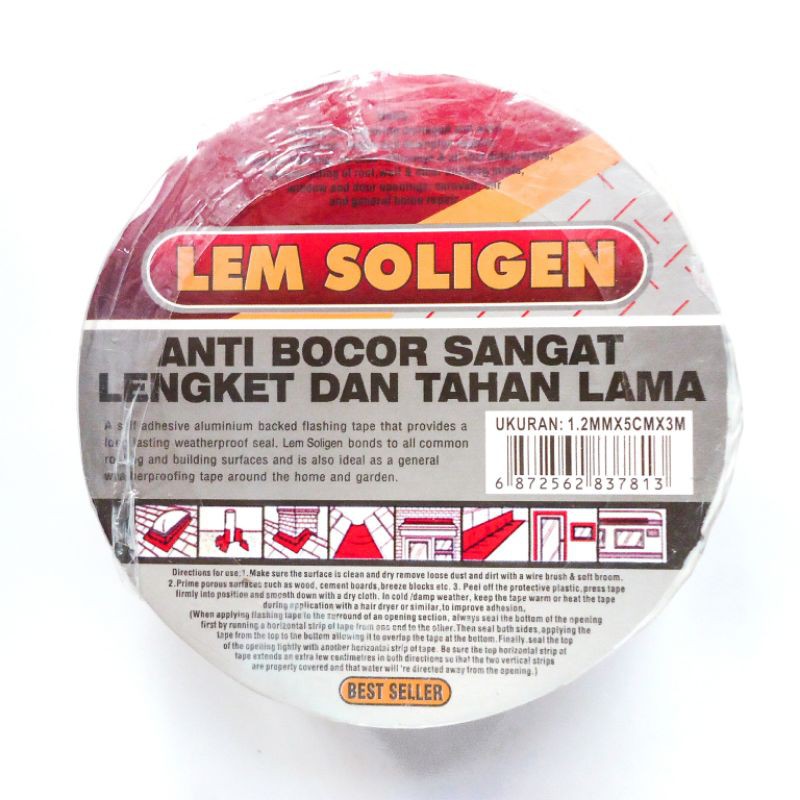 Lem Anti Bocor Seng SOLIGEN/Perekat Asbes Roll 1,2MM x 5CM x 3 Meter 5 cm 1,2 mm 3m