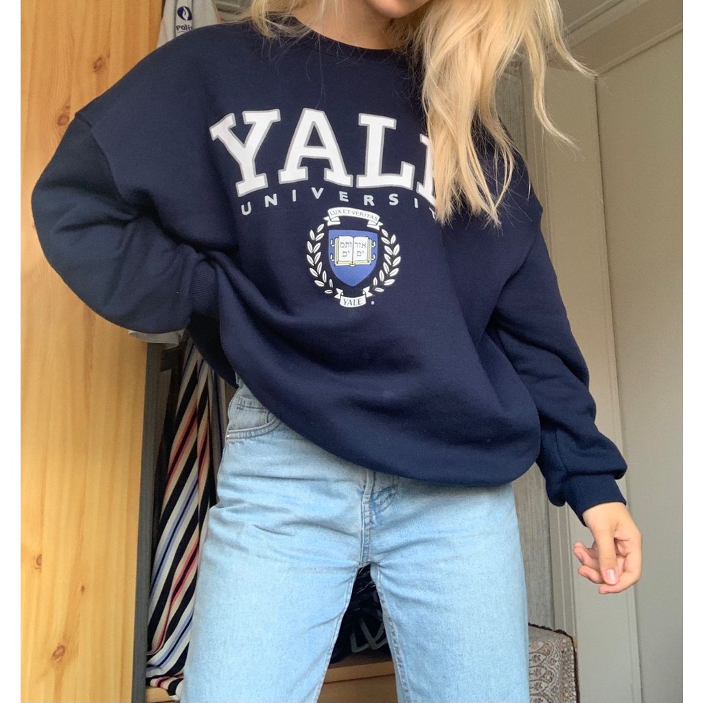 CREWNECK SWEATER UNISEX YALE UNIVERSITY - ATASAN TEBAL TERLARIS