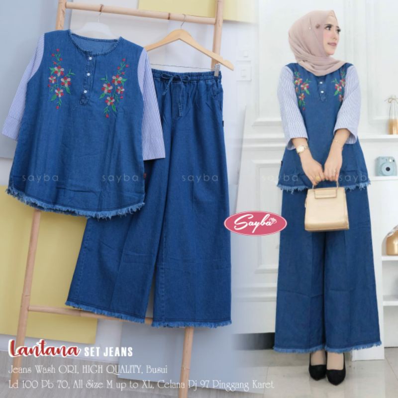 LANTANA SET JEANS - STELAN WANITA - SET JEANS - ONE SET - MAKS BB 65 KG - FASHION WANITA - HIGH QUAL