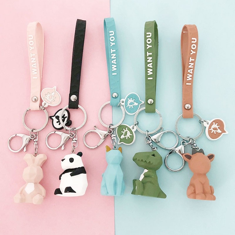 COD❤Gantungan Kunci Bentuk Koala Kartun Keychain Geometric Lucu Animal Motor Keychain Cute Panda Dinosaur Keychain Pendant Metal Key Fashion Baju Mobil Tas Serbaguna GTG02