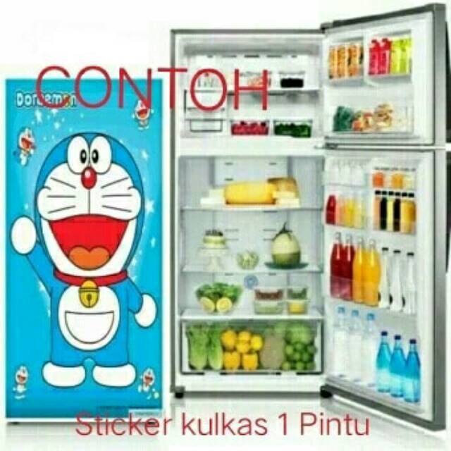 Sticker Kulkas 1 Pintu Hellokitty Doraemon