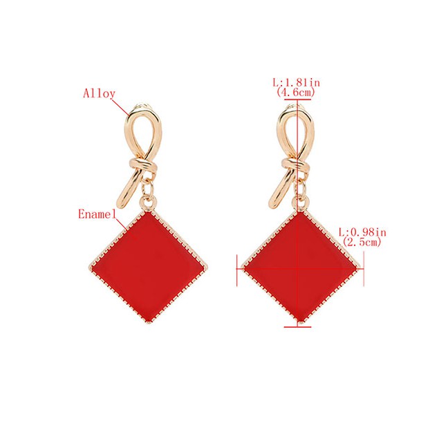 LRC Anting Tusuk Fashion Geometric Square Earrings With Gold Drip Oil Geometric Earrings D92211