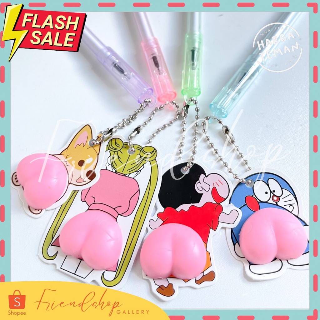 PULPEN GEL PEN TINTA GANTUNGAN PANTAT SINCHAN 3D CORGY SAILOR MOON PEN PANTAT DORAEMON 3D MURAH LUCU