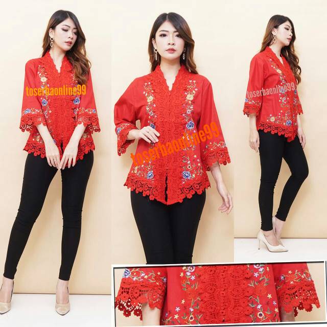 PROMO MURAH Kebaya Encim Senada Modern Import Full Bordir Kombinasi Brukat