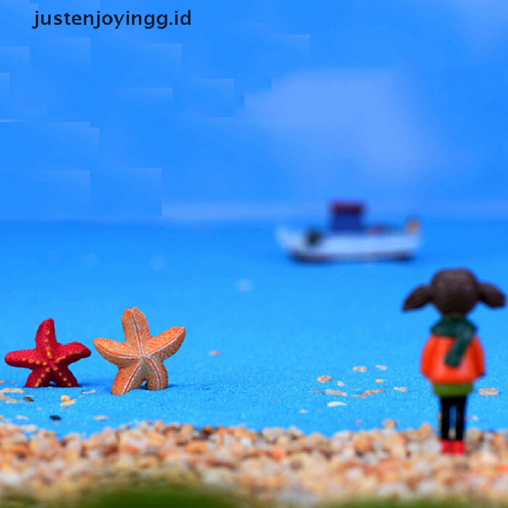 // justenjoyingg.id // 2pcs Starfish Miniatures Fairy Garden Decorations Micro Landscapes DIY Resin Crafts Bonsai Figurine Garden Terrarium Accessories ~