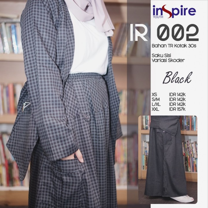 INSPIRE ROK IR 002 BLACK BROWN MAROON GREY BAHAN TR KOTAK ROK MUSLIMAH MOTIF SIMPLE ELEGANT