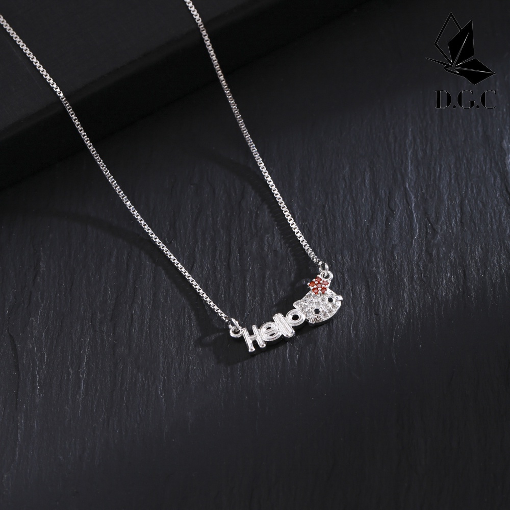 D.G.C✨COD Kalung Anak Titaniun Wanita Permata Perhiasan Lapis Silver 18k Perak Murah Korea D664