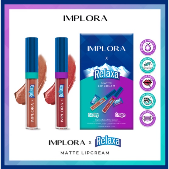 Implora X Relaxa Lipcream Barley Grape 2in1 - Lipcream Original BPOM