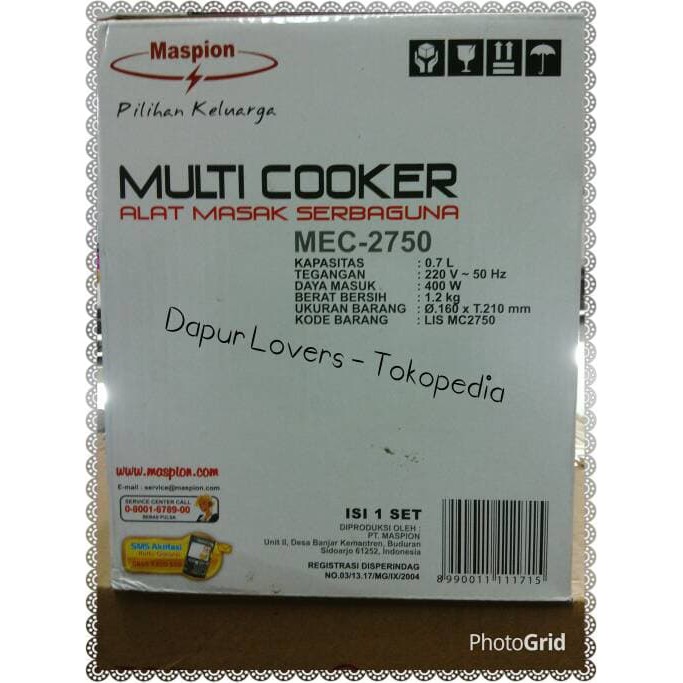 Terlaris Maspion Mini Panci Elektrik Serbaguna (Travelling, Kost, Apartmen Dll)