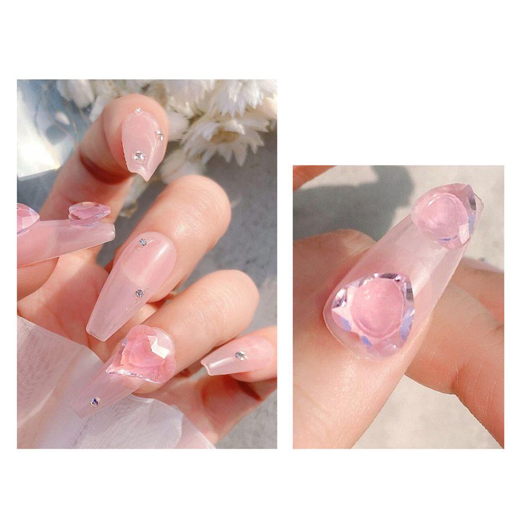 AUGUSTINA Agustina Nail Art Rhinestones Glitter 2 Pcs Membuat Perhiasan Kubus Miring Jantung Manicure Aksesoris Permata Kristal