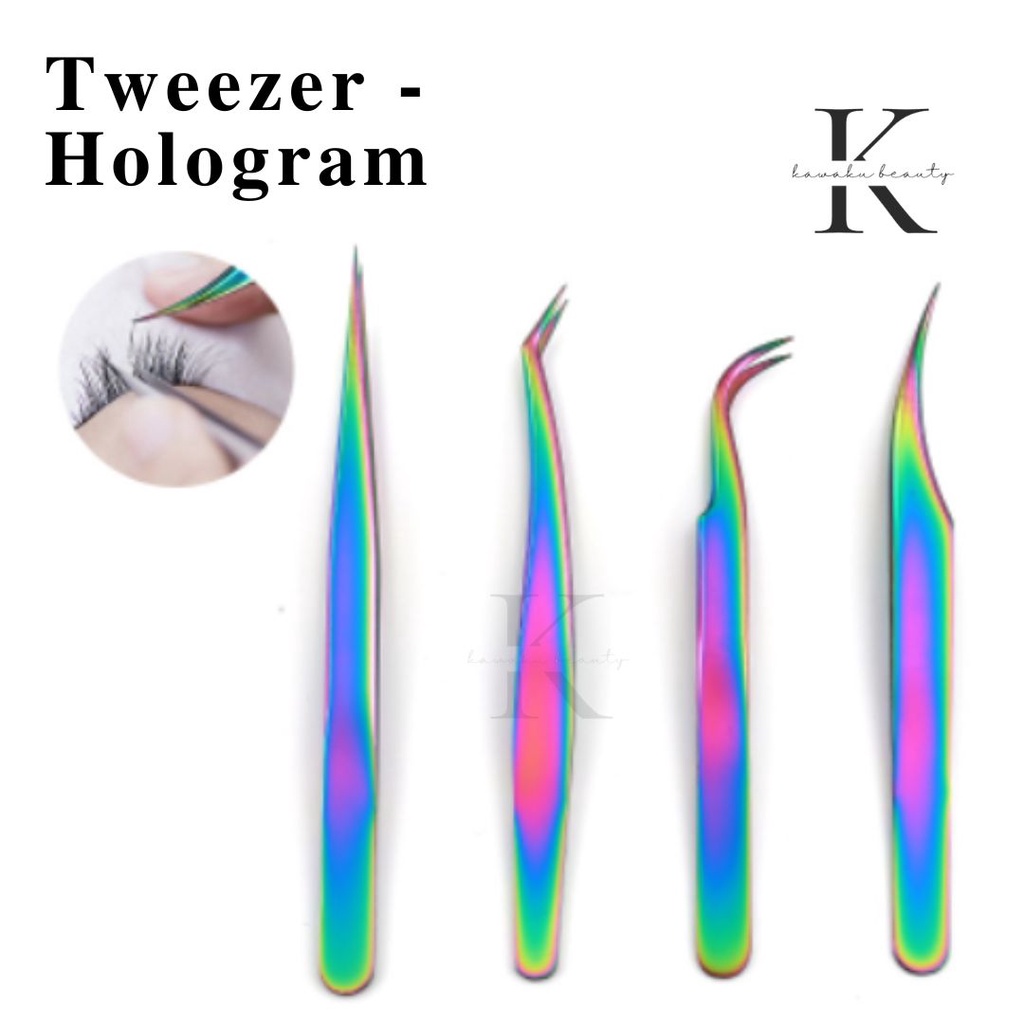 Tweezer Hologram Eyelash Extention / pencapit bulu mata palsu