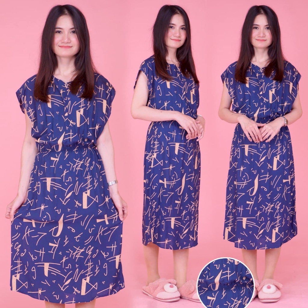 DASTER MANOHARA SANTUNG PAKAIAN BAJU TIDUR MURAH KEKINIAN BATIKWARNA-MH Formula Navy