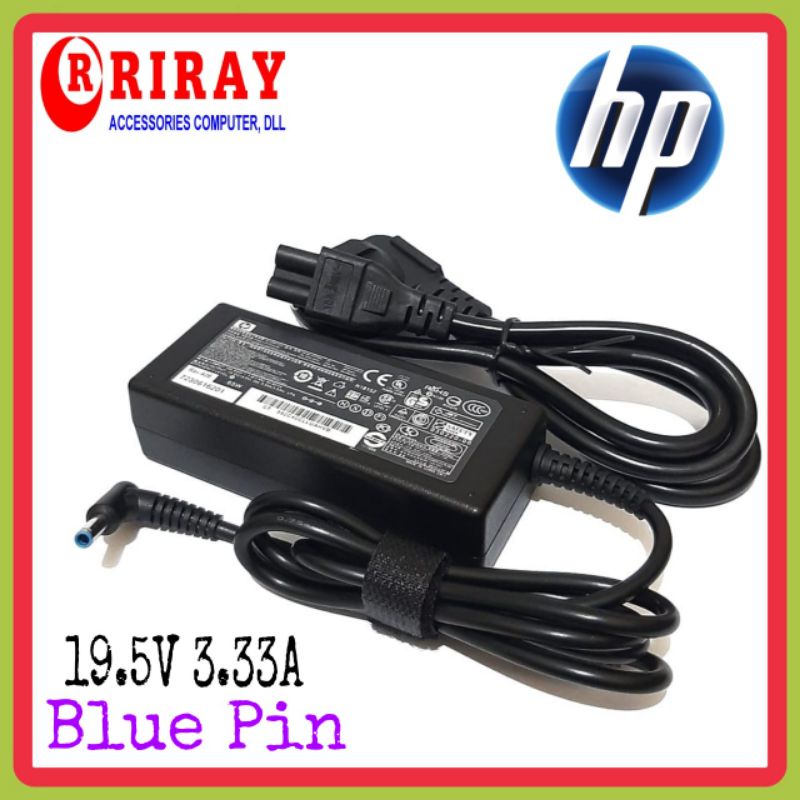 Adaptor Charger Laptop Hp14 Hp Envy Pavilion 14 15 19.5V 3.33A PIN BIRU Original