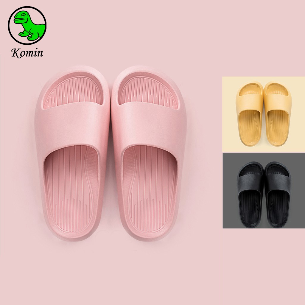 Komin Sandal Bahan EVA Karet Polos Wanita Slip On Korean Style Murah Empuk Anti Selip Sendal Jelly Wanita