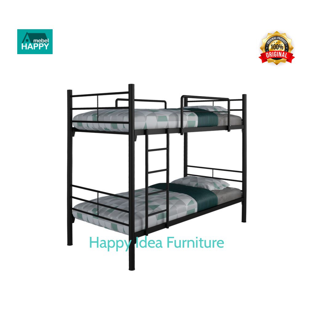 𝗛𝗮𝗽𝗽𝘆 𝗜𝗱𝗲𝗮 - Revo Ranjang Susun Besi 90 + 90 / Ranjang Tingkat/ Bunk Bed Besi Tebal Kuat Kokoh